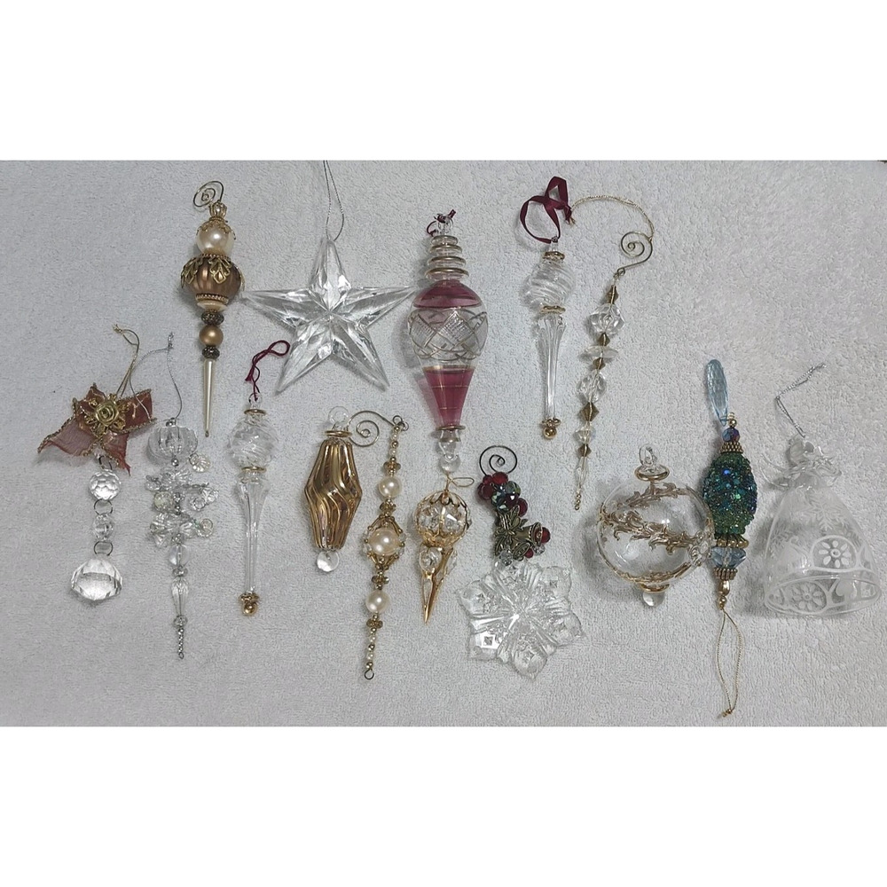 Elegant Glass/Beaded Christmas Ornaments~15 Pieces